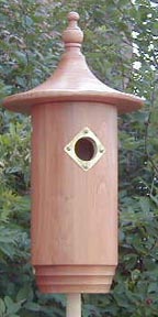 Garden Design Birdhouse - Post Mount / Stained