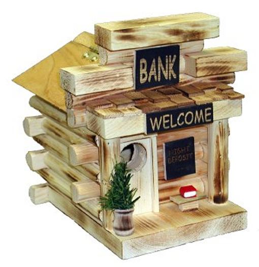 Bank Log Cabin Birdhouse