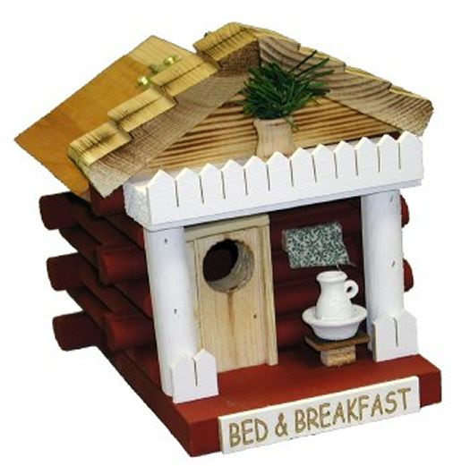 Bed and Breakfast Log Cabin Birdhouse