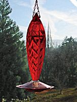 Crystal Spiral Ruby Red Faceted Hummingbird Feeder