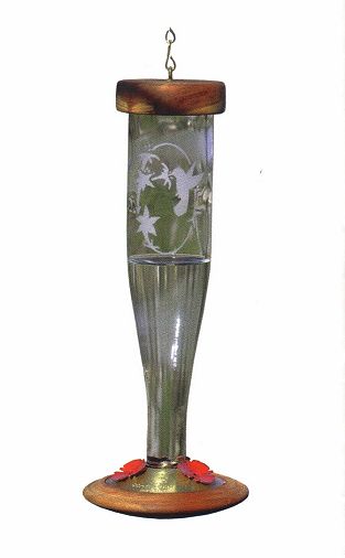 Crystal Etched Hummingbird Feeder